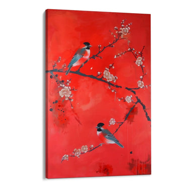 Quadro Stampa su Tela Rosso tra i passeri - CupidoDesign