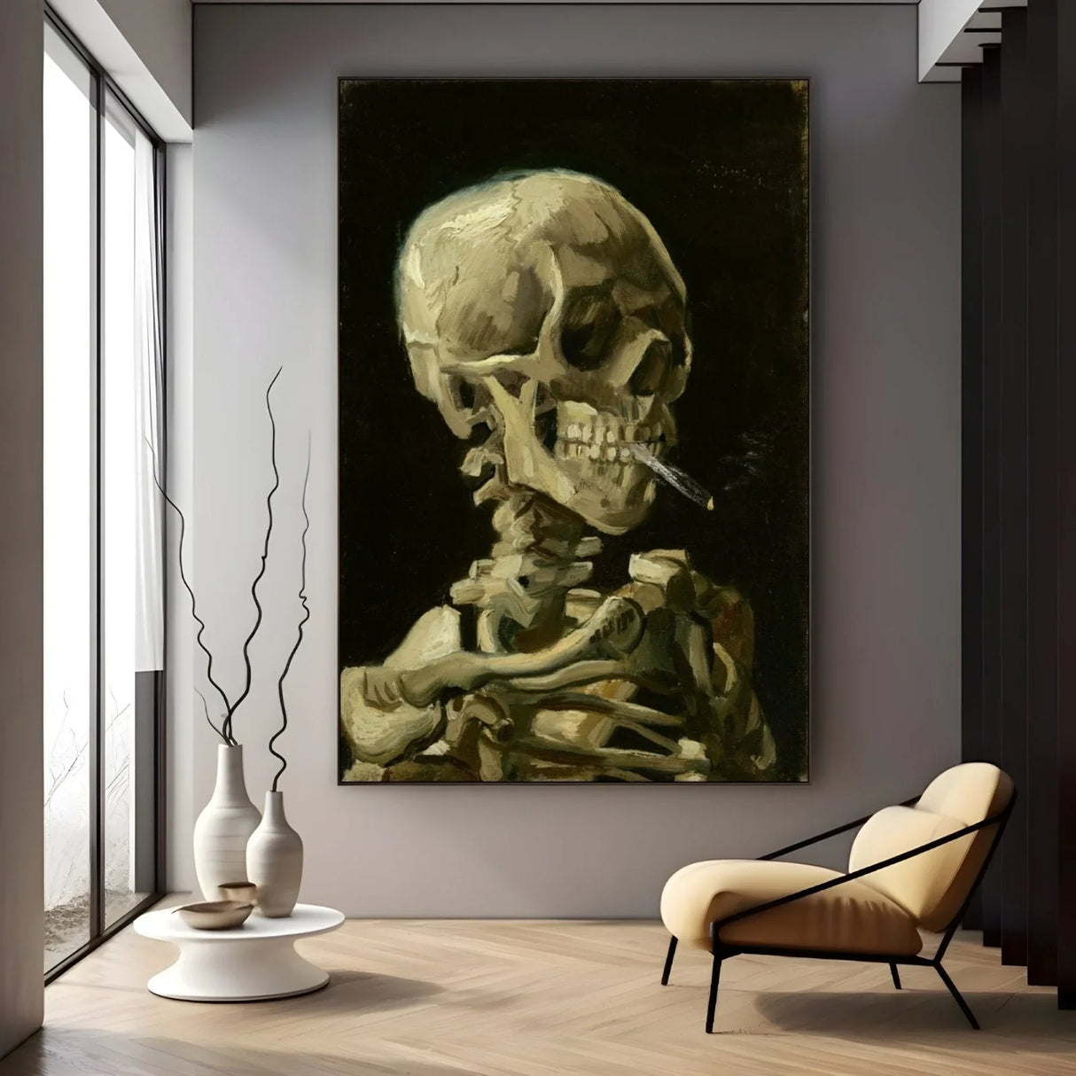 Quadro Stampa su Tela Skull with Cigarette, Vincent Van Gogh - CupidoDesign