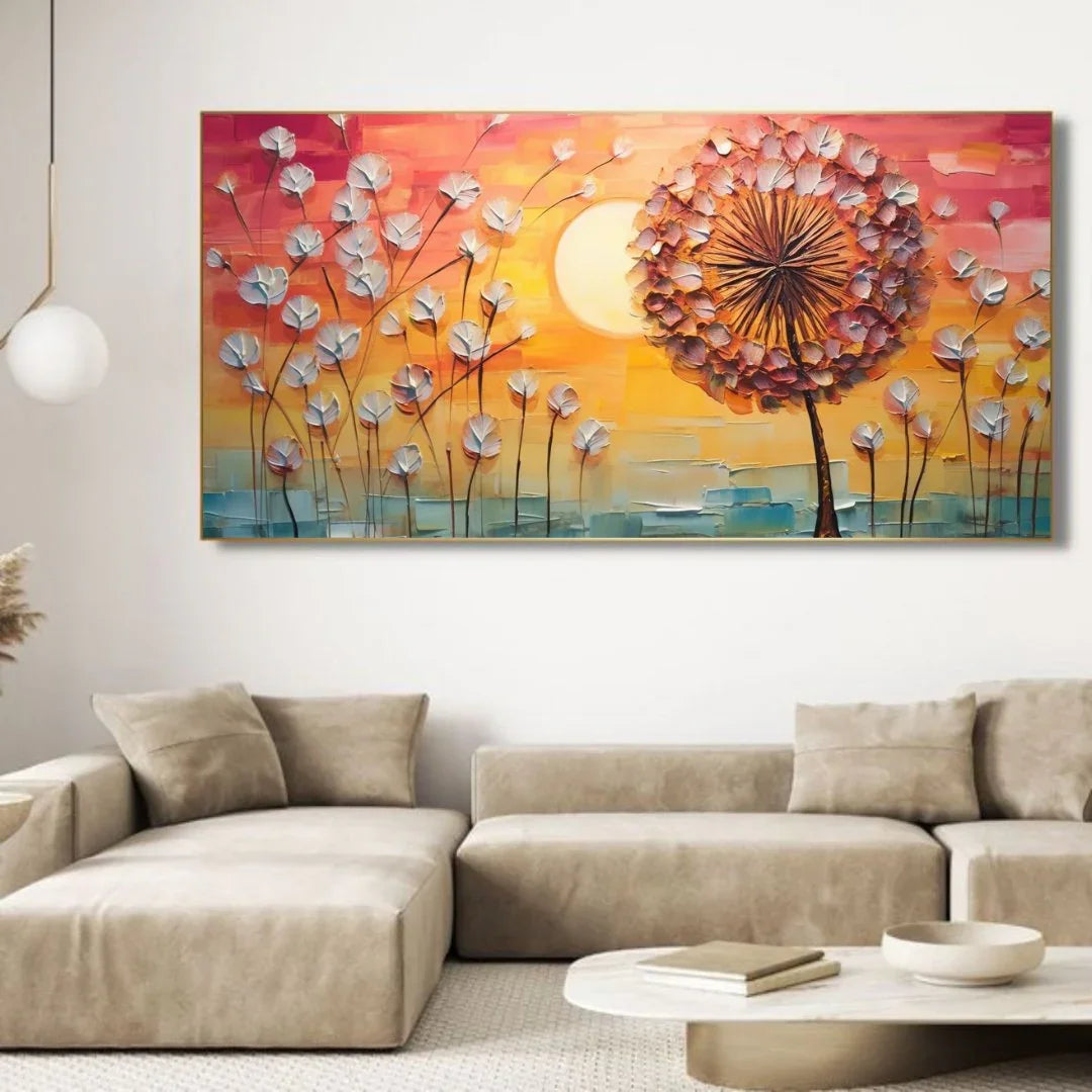 Quadro Stampa su Tela Soffioni al tramonto - CupidoDesign