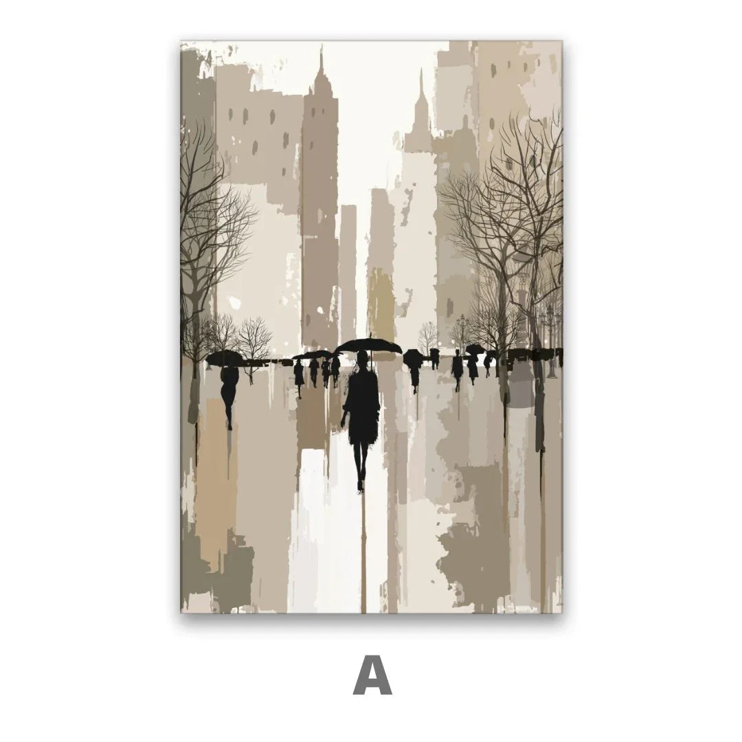 Quadro Stampa su Tela Sotto la pioggia urbana - CupidoDesign