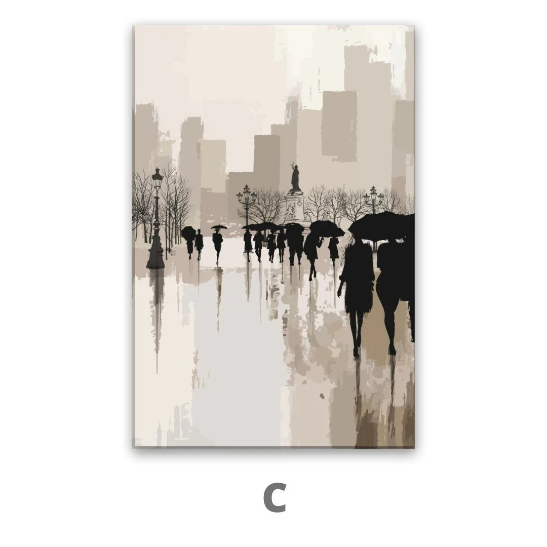Quadro Stampa su Tela Sotto la pioggia urbana - CupidoDesign