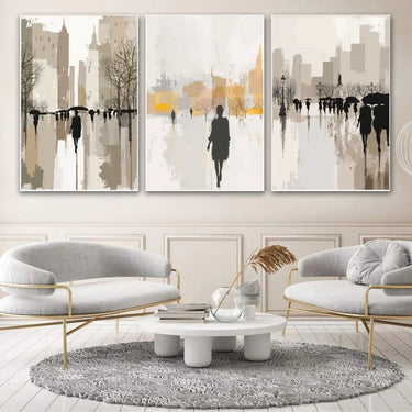 Quadro Stampa su Tela Sotto la pioggia urbana - CupidoDesign
