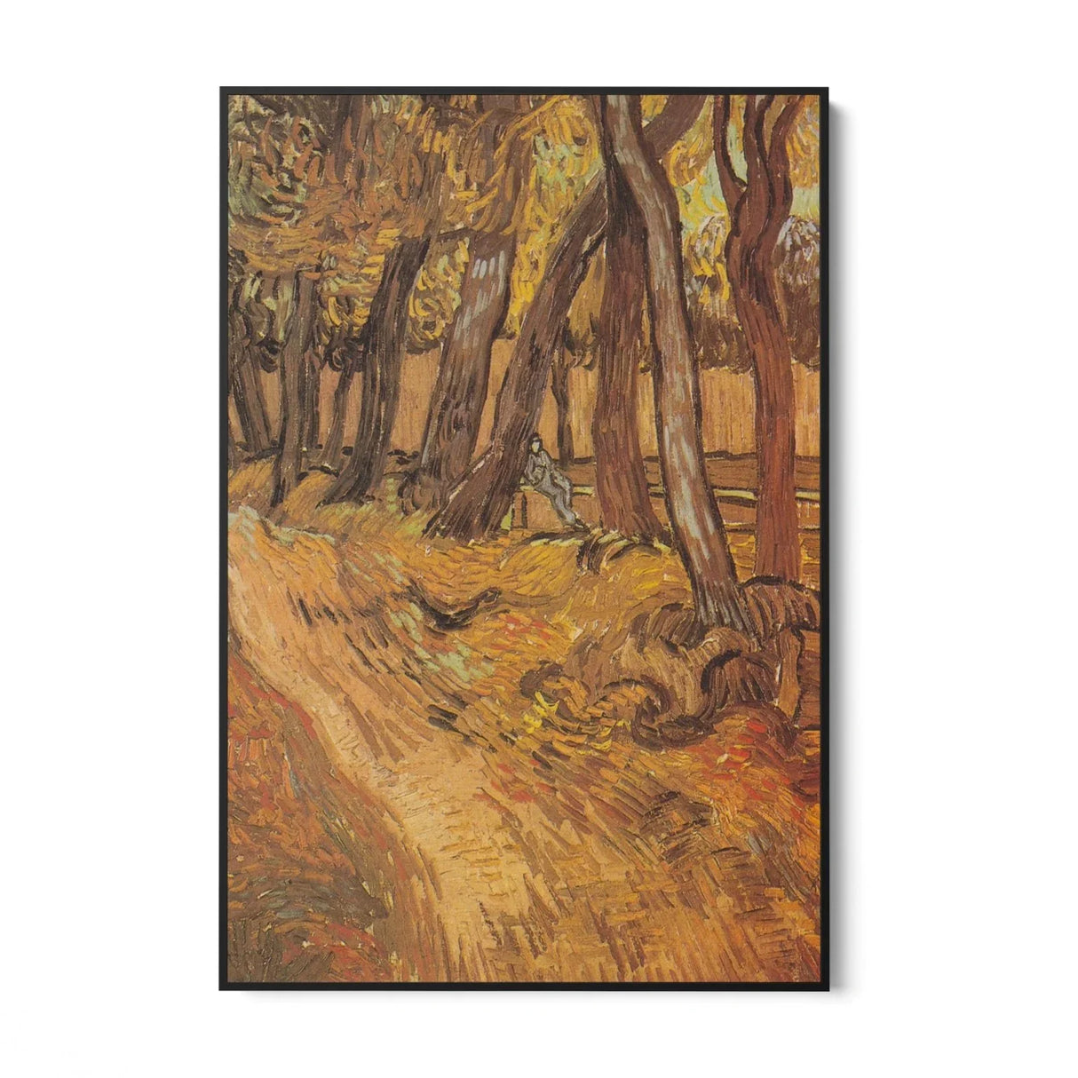 Quadro Stampa su Tela The garden of the hospital Saint Paul with figure, Vincent Van Gogh - CupidoDesign