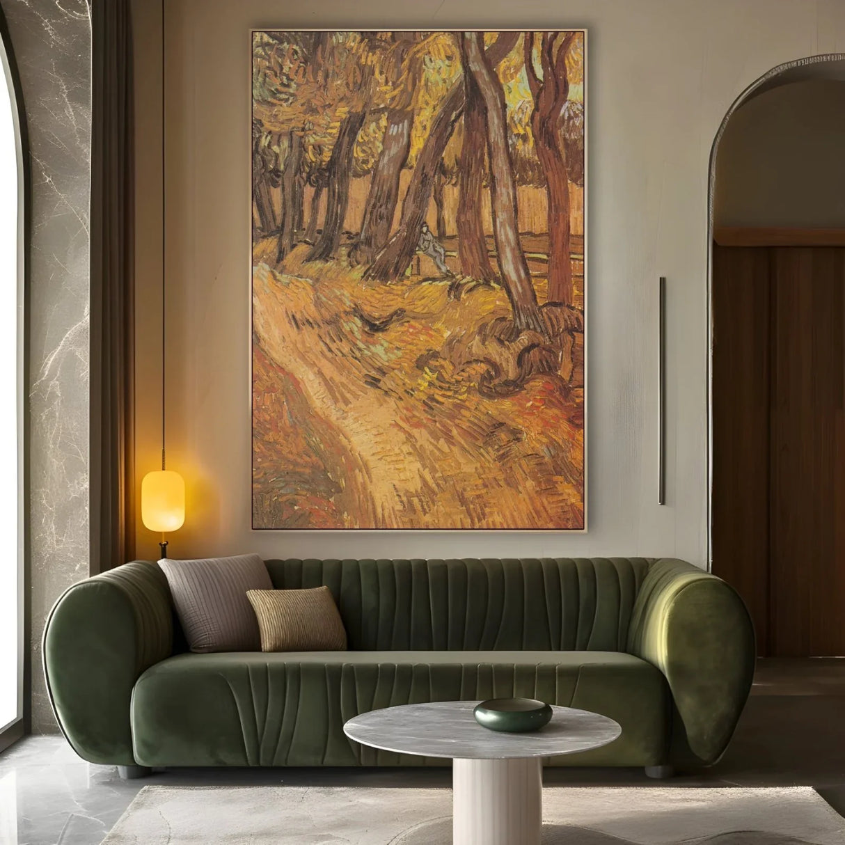 Quadro Stampa su Tela The garden of the hospital Saint Paul with figure, Vincent Van Gogh - CupidoDesign