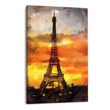 Quadro Stampa su Tela Tramonto su Eiffel - CupidoDesign