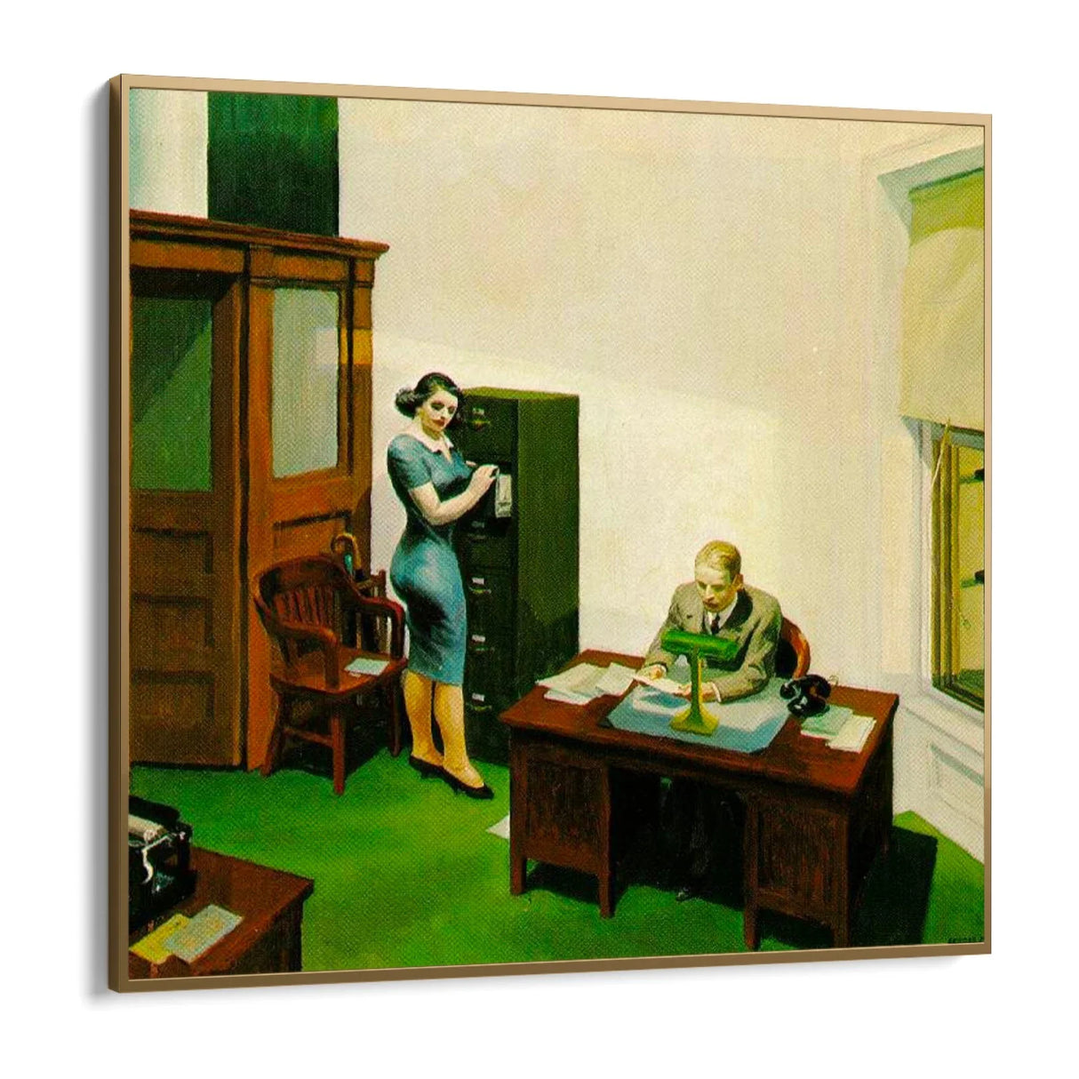 Quadro Stampa su Tela Ufficio di Notte, Edward Hopper - CupidoDesign