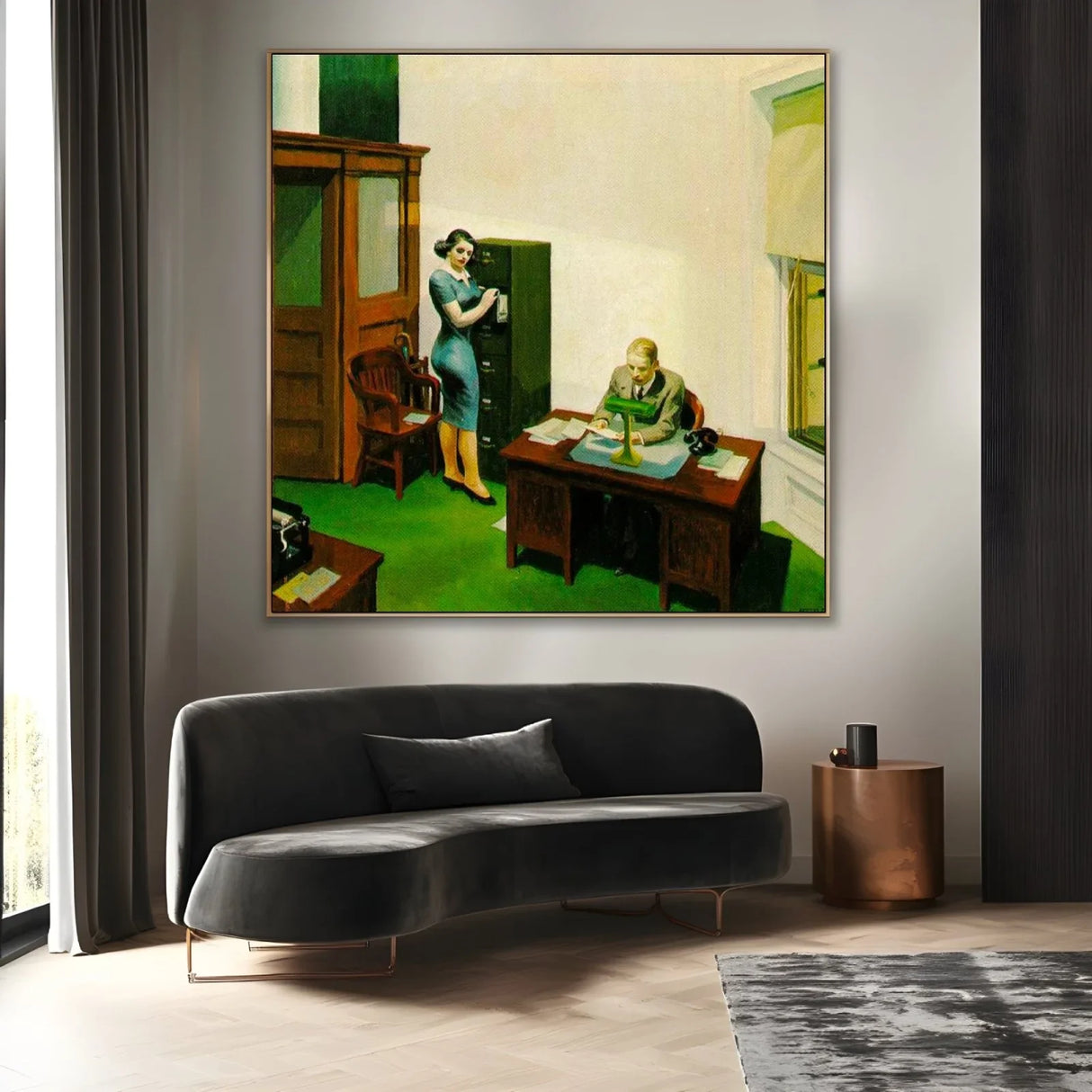 Quadro Stampa su Tela Ufficio di Notte, Edward Hopper - CupidoDesign