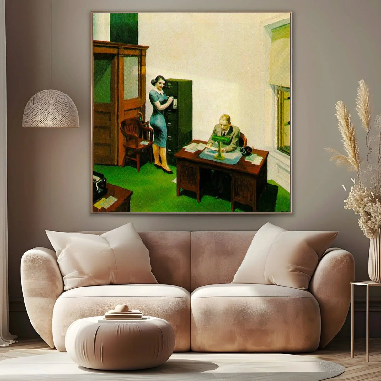 Quadro Stampa su Tela Ufficio di Notte, Edward Hopper - CupidoDesign