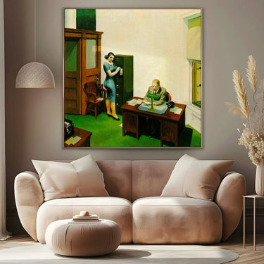 Quadro Stampa su Tela Ufficio di Notte, Edward Hopper - CupidoDesign