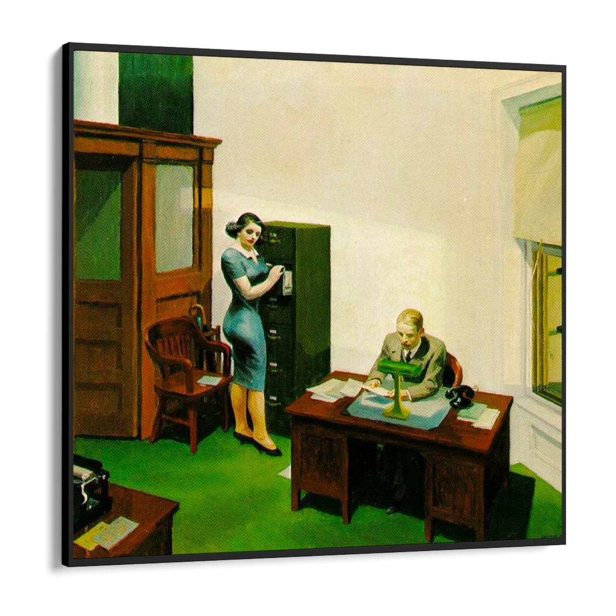 Quadro Stampa su Tela Ufficio di Notte, Edward Hopper - CupidoDesign