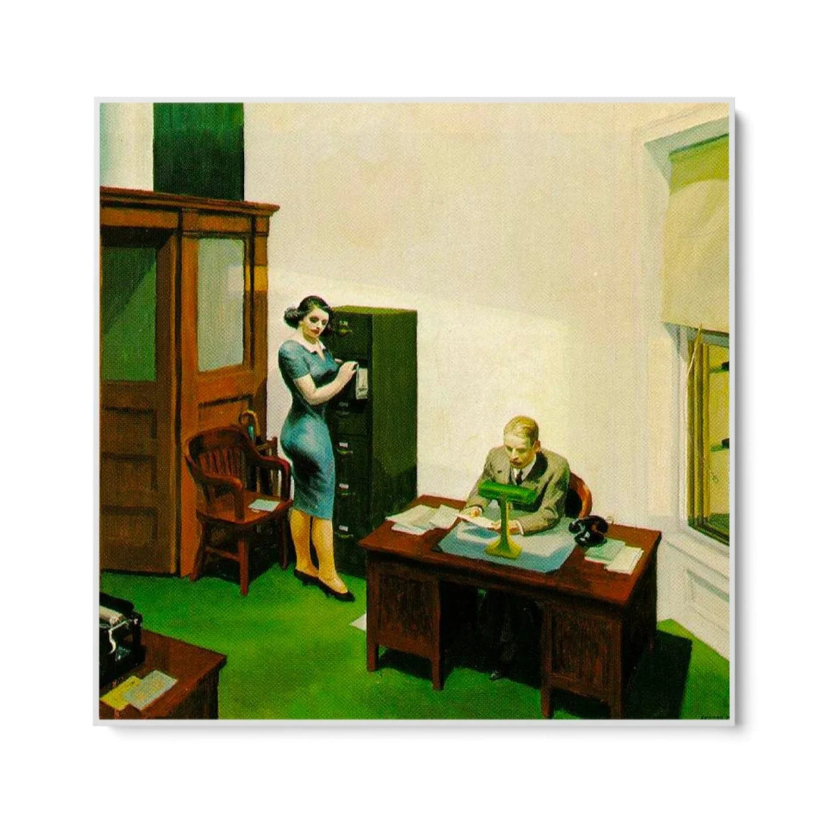 Quadro Stampa su Tela Ufficio di Notte, Edward Hopper - CupidoDesign