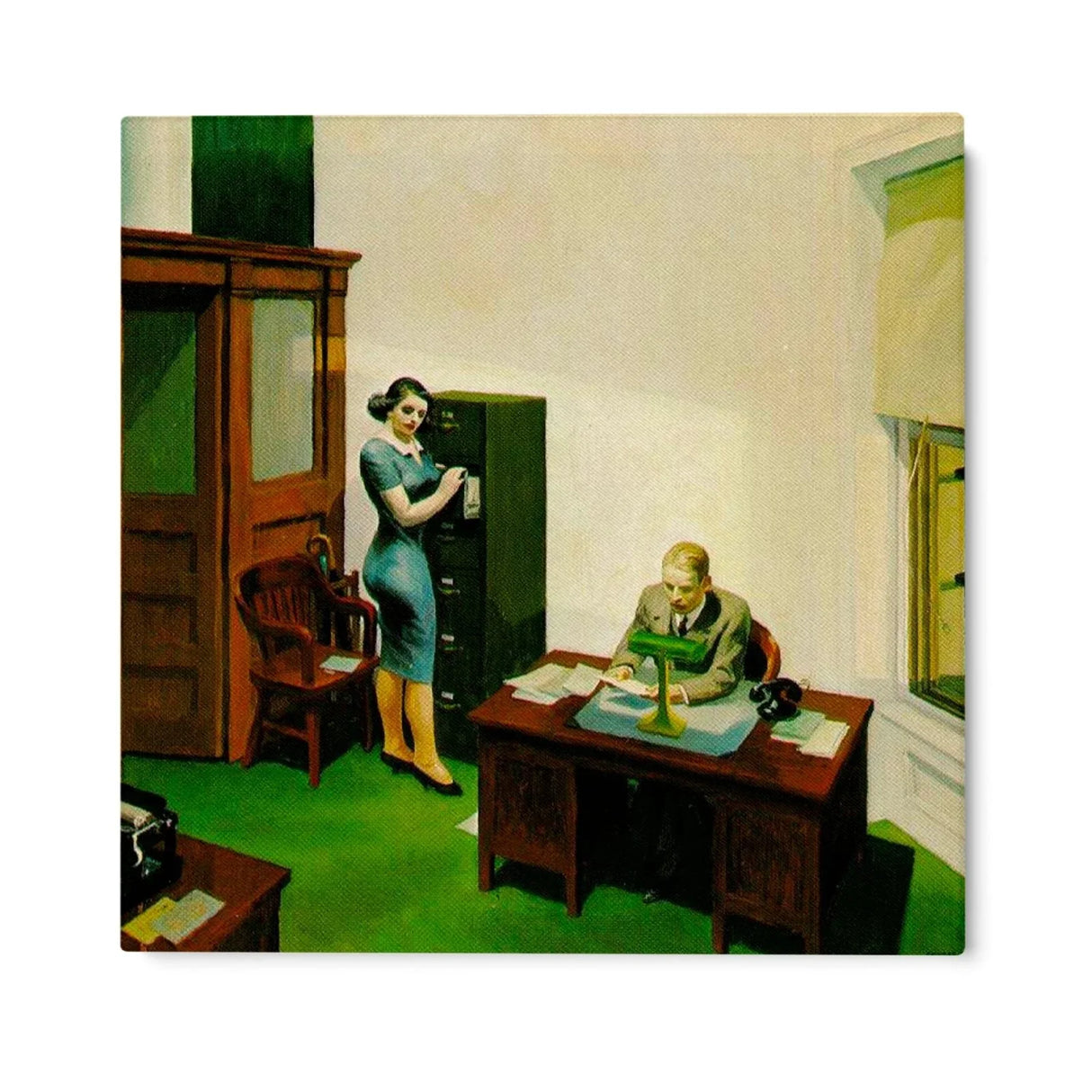 Quadro Stampa su Tela Ufficio di Notte, Edward Hopper - CupidoDesign