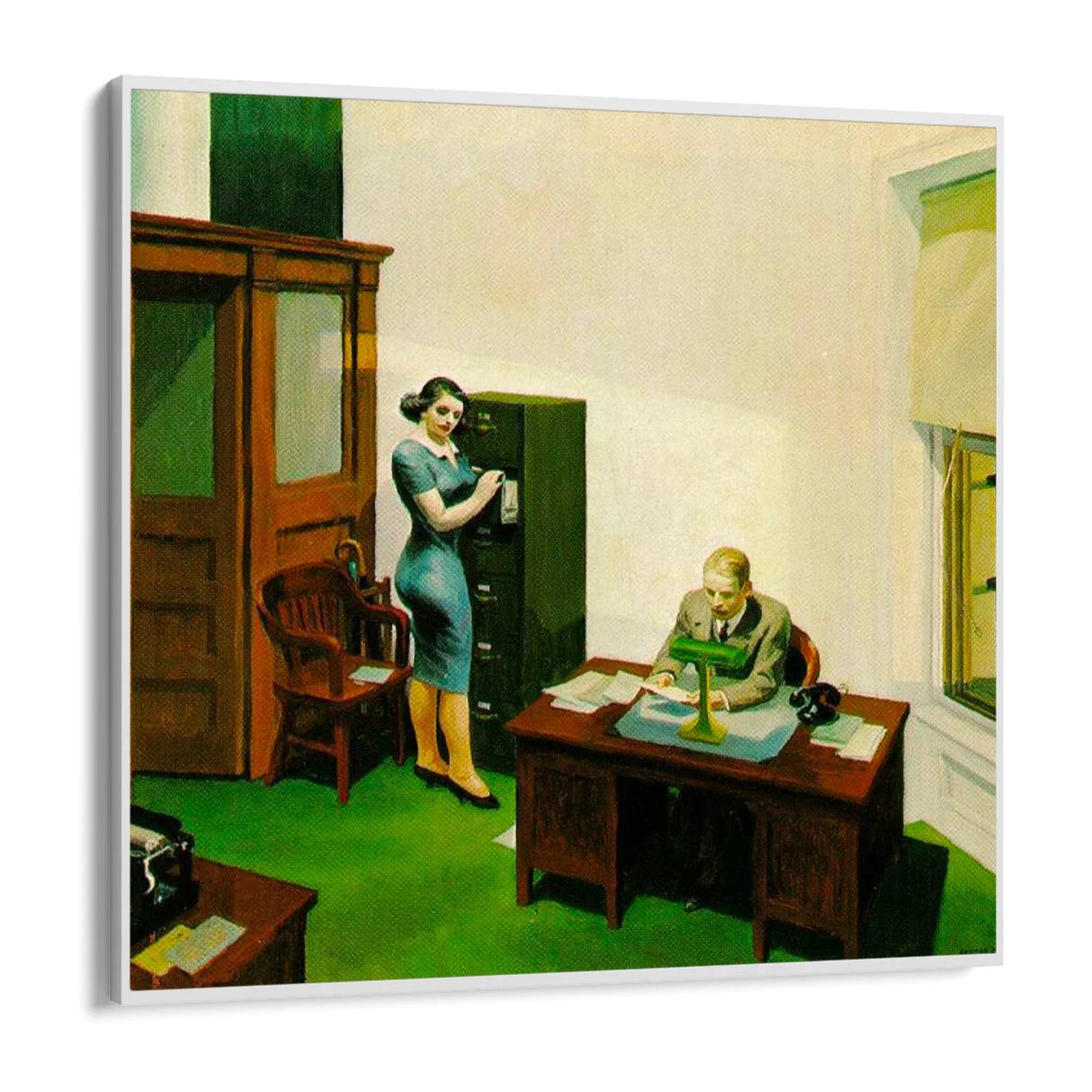 Quadro Stampa su Tela Ufficio di Notte, Edward Hopper - CupidoDesign