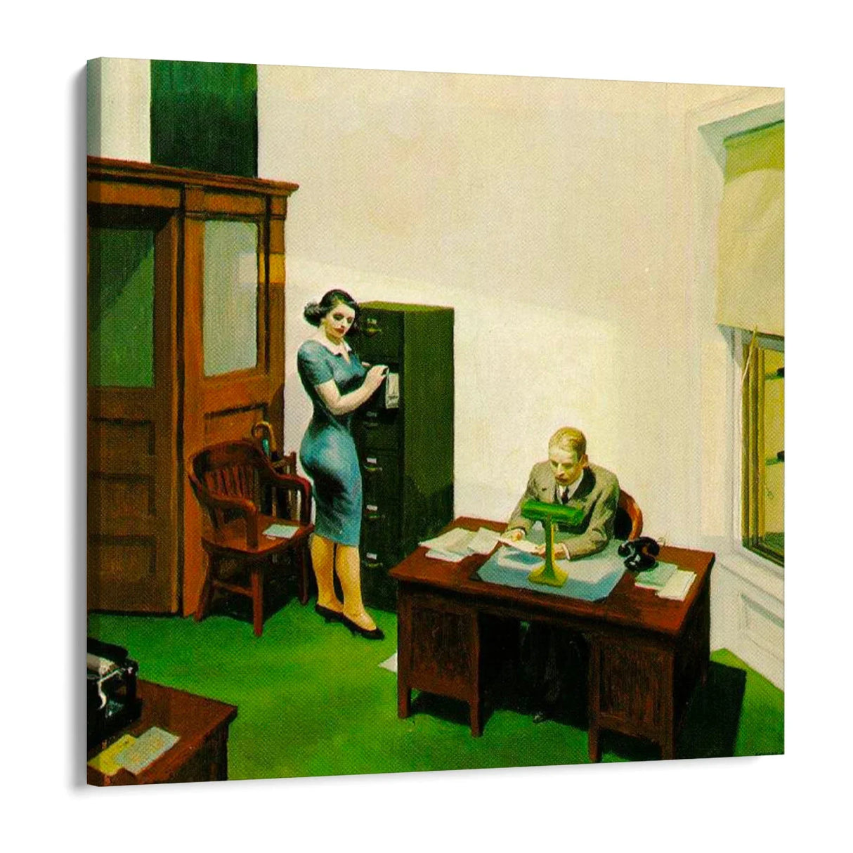 Quadro Stampa su Tela Ufficio di Notte, Edward Hopper - CupidoDesign