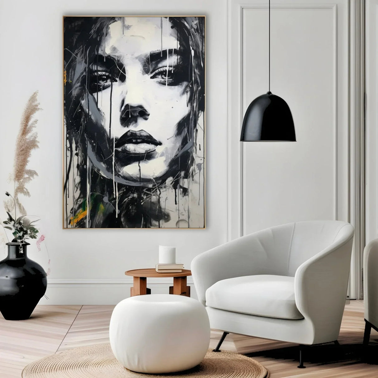 Quadro Stampa su Tela Volto in Bianco e Nero - CupidoDesign