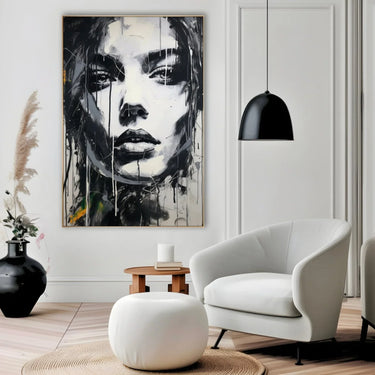 Quadro Stampa su Tela Volto in Bianco e Nero - CupidoDesign