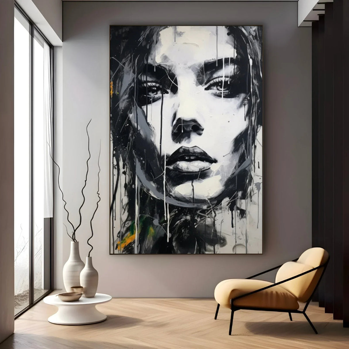 Quadro Stampa su Tela Volto in Bianco e Nero - CupidoDesign
