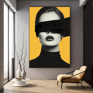 Quadro Stampa su Tela Volto in giallo - CupidoDesign