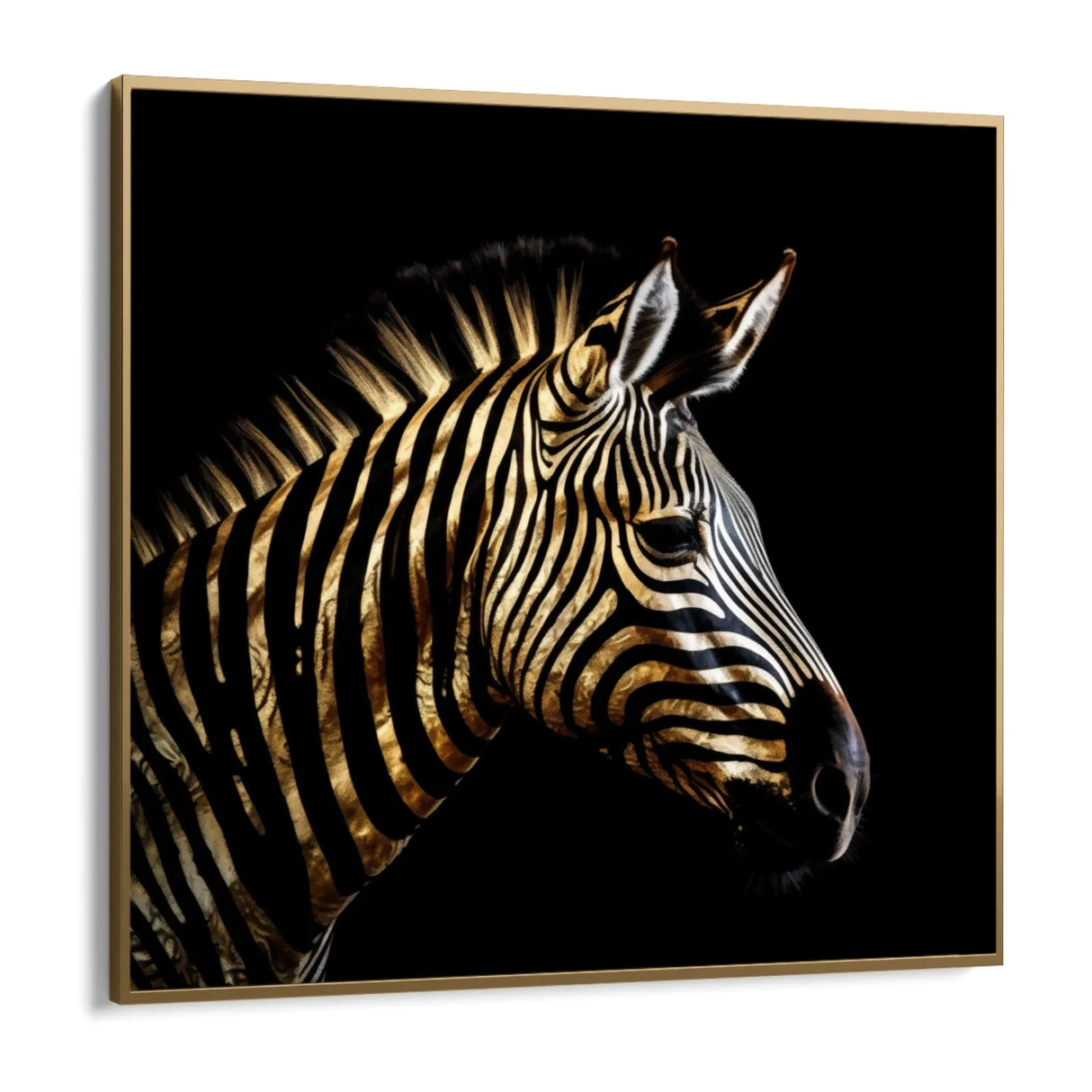 Quadro Stampa su Tela Zebra Dorata - CupidoDesign