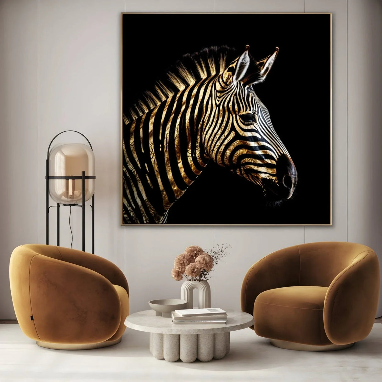 Quadro Stampa su Tela Zebra Dorata - CupidoDesign