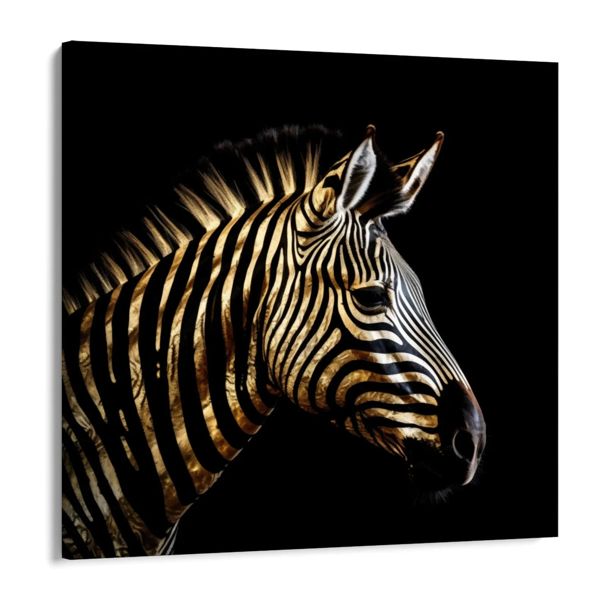 Quadro Stampa su Tela Zebra Dorata - CupidoDesign