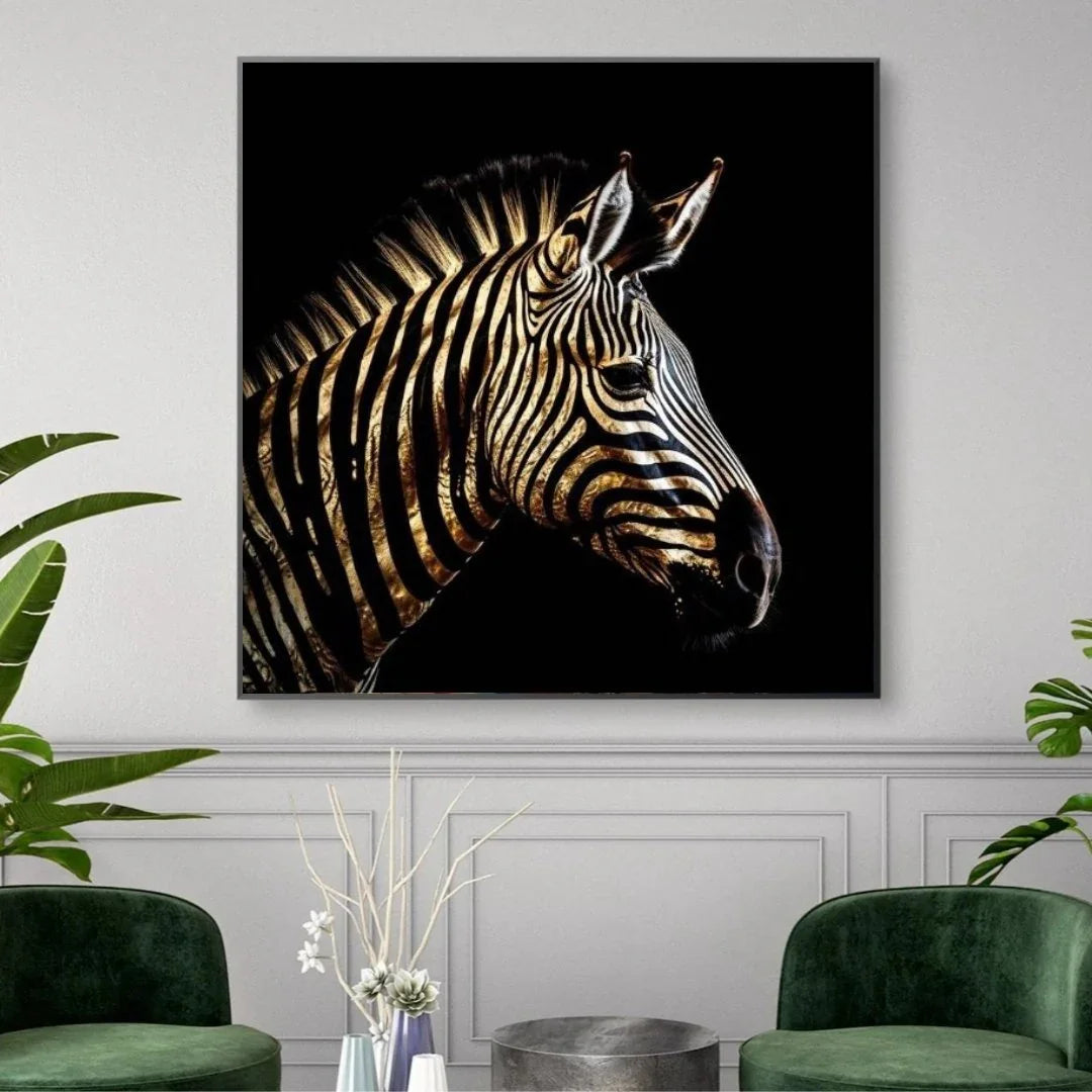 Quadro Stampa su Tela Zebra Dorata - CupidoDesign