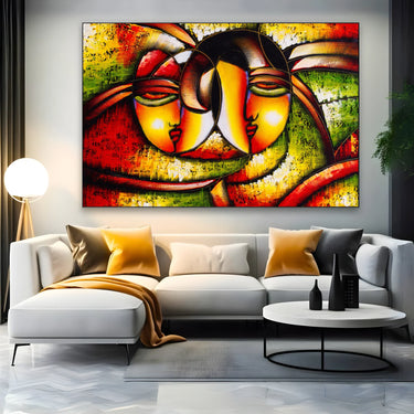 Quadro Stampa su Tela Abbraccio Cubista - CupidoDesign