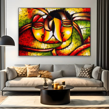 Quadro Stampa su Tela Abbraccio Cubista - CupidoDesign