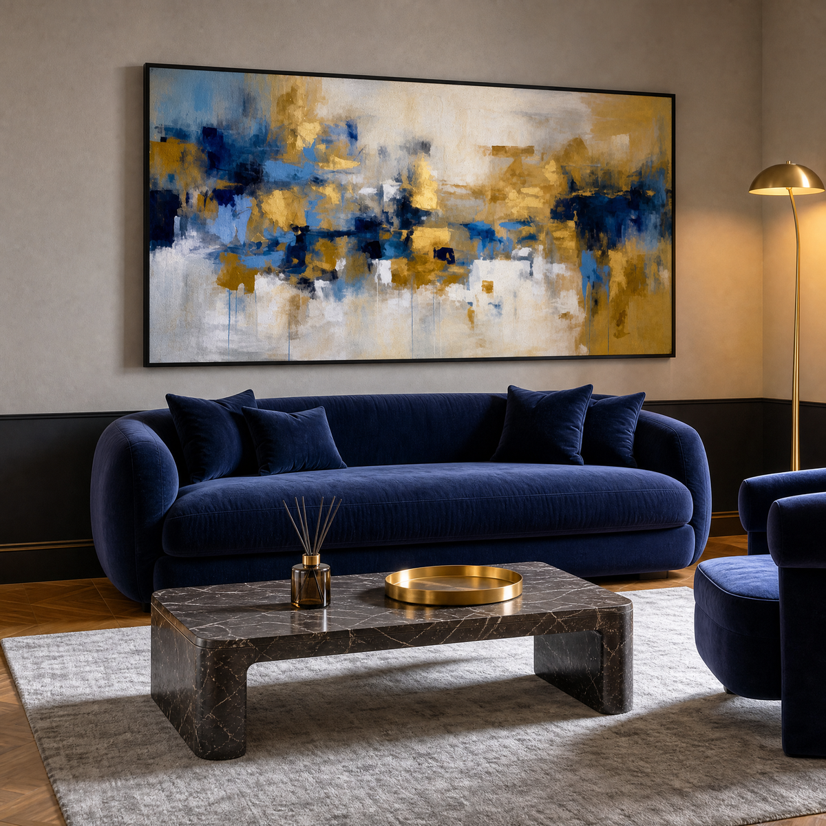 Azul y dorado