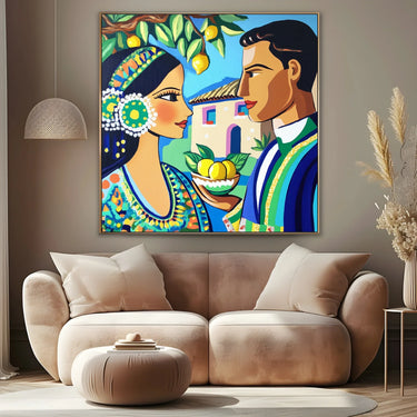 Quadro Stampa su Tela Bacio a Taormina - CupidoDesign