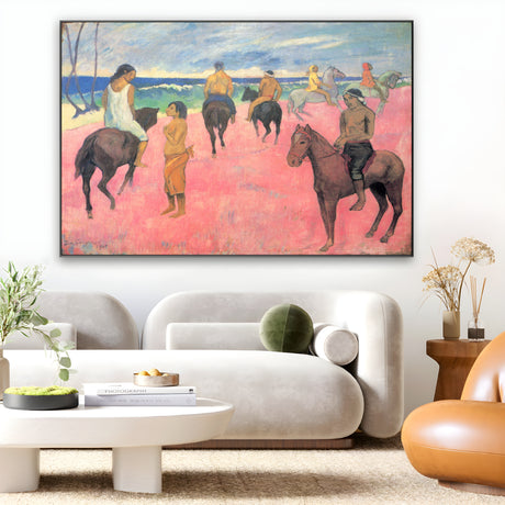 Quadro Stampa su Tela Cavalieri sulla spiaggia, Paul Gauguin - CupidoDesign