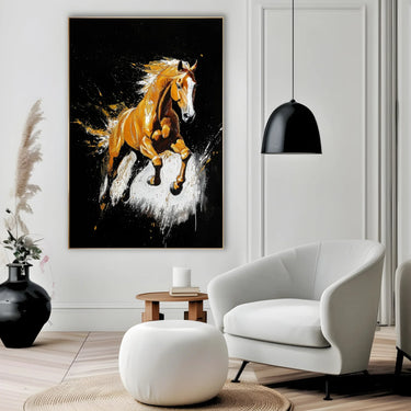 Quadro Stampa su Tela Cavallo Dorato - CupidoDesign