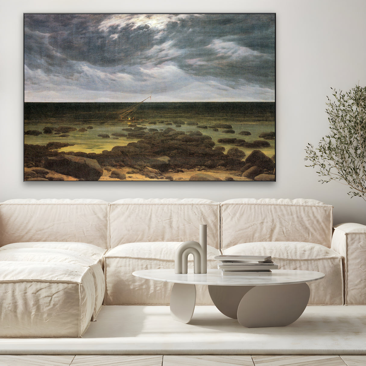 Quadro Stampa su Tela Chiaro di luna sul mare, Caspar David Friedrich - CupidoDesign