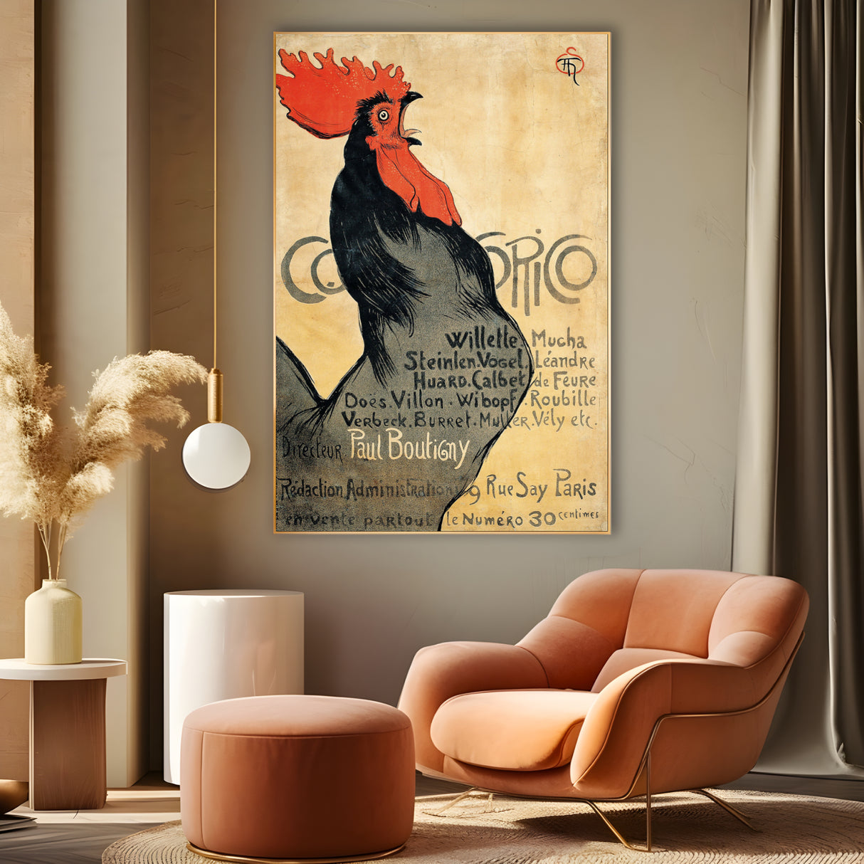 Quadro Stampa su Tela Cocorico, Théophile Alexandre - CupidoDesign