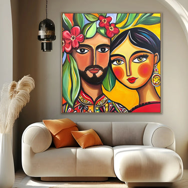 Quadro Stampa su Tela Colorful Love - CupidoDesign