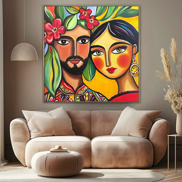 Quadro Stampa su Tela Colorful Love - CupidoDesign