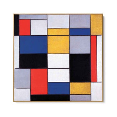Quadro Stampa su Tela Composizione A con nero, rosso, grigio, giallo e blu, Piet Mondrian - CupidoDesign