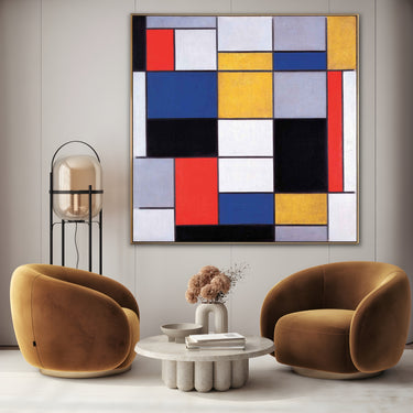 Quadro Stampa su Tela Composizione A con nero, rosso, grigio, giallo e blu, Piet Mondrian - CupidoDesign