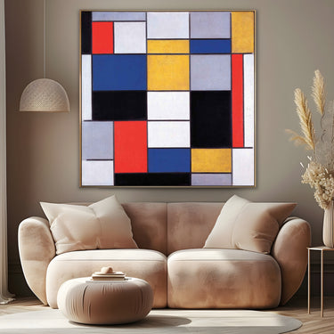Quadro Stampa su Tela Composizione A con nero, rosso, grigio, giallo e blu, Piet Mondrian - CupidoDesign