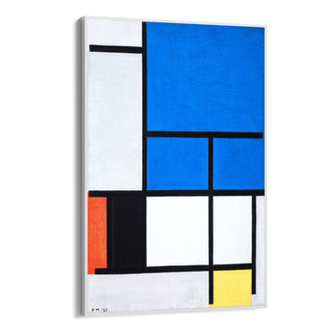 Quadro Stampa su Tela Composizione Con Grande Piano Blu Rosso Nero Giallo E Grigio, Piet Mondrian - CupidoDesign