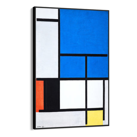 Quadro Stampa su Tela Composizione Con Grande Piano Blu Rosso Nero Giallo E Grigio, Piet Mondrian - CupidoDesign