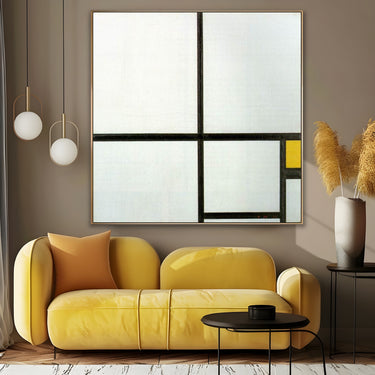 Quadro Stampa su Tela Composizione con Giallo, Piet Mondrian - CupidoDesign