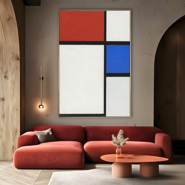 Quadro Stampa su Tela Composizione con Rosso e Blu, Piet Mondrian - CupidoDesign