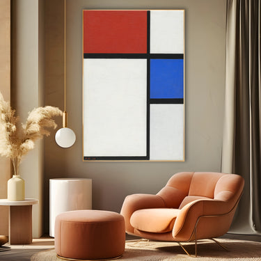 Quadro Stampa su Tela Composizione con Rosso e Blu, Piet Mondrian - CupidoDesign
