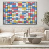 Quadro Stampa su Tela Composizione con griglia 9 Scacchiera con colori chiari, Piet Mondrian - CupidoDesign