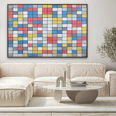Quadro Stampa su Tela Composizione con griglia 9 Scacchiera con colori chiari, Piet Mondrian - CupidoDesign