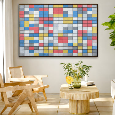 Quadro Stampa su Tela Composizione con griglia 9 Scacchiera con colori chiari, Piet Mondrian - CupidoDesign
