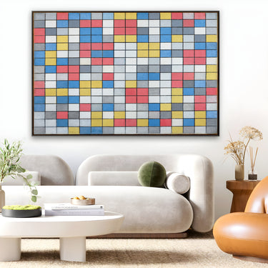Quadro Stampa su Tela Composizione con griglia 9 Scacchiera con colori chiari, Piet Mondrian - CupidoDesign
