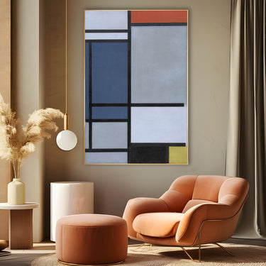 Quadro Stampa su Tela Composizione con rosso, blu, nero, giallo e grigio, Piet Mondrian - CupidoDesign