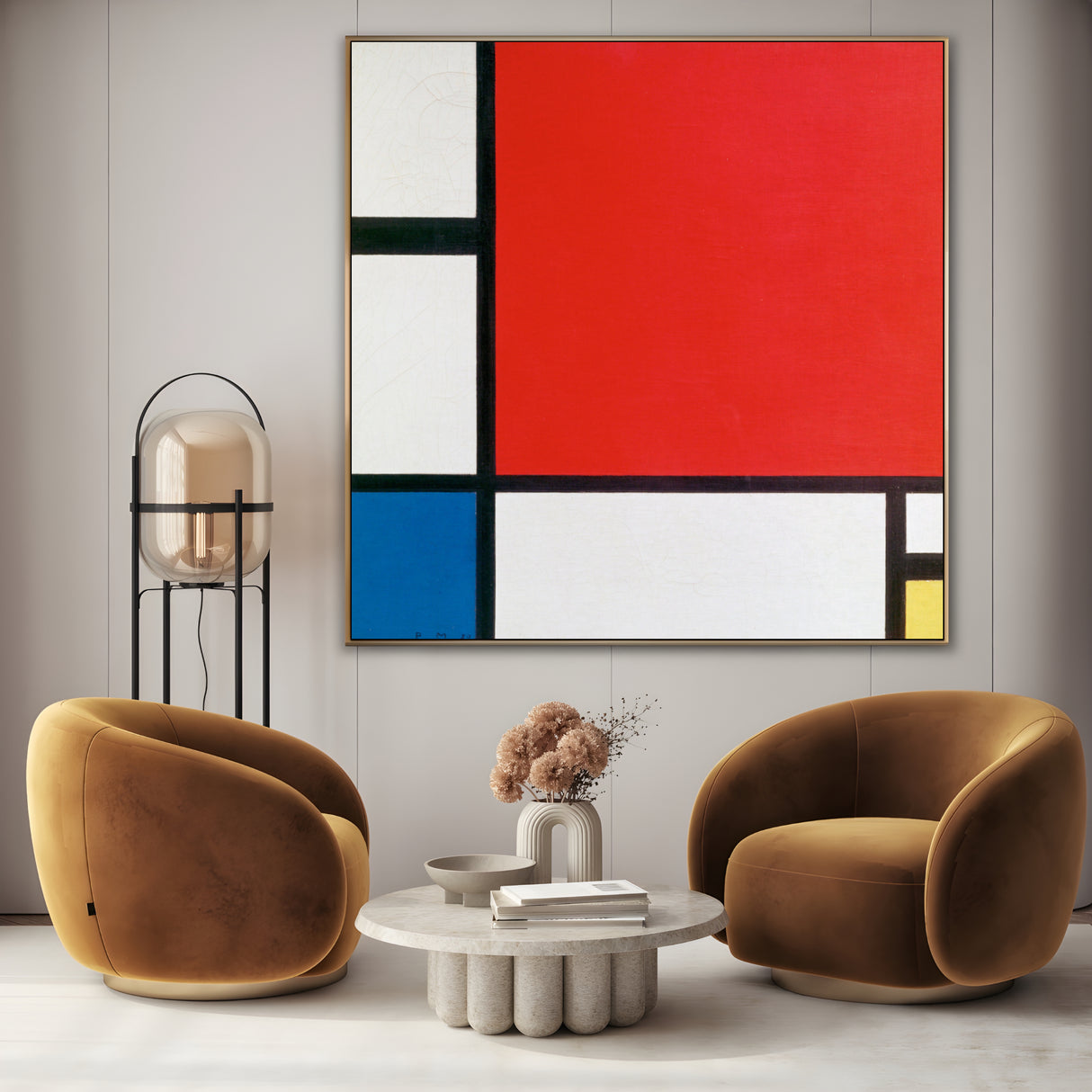 Quadro Stampa su Tela Composizione con rosso, blu e giallo, Piet Mondrian - CupidoDesign